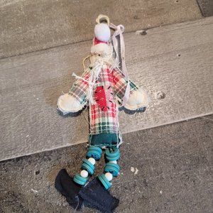 Snowman snowflake ornament bell plaid Xmas decor